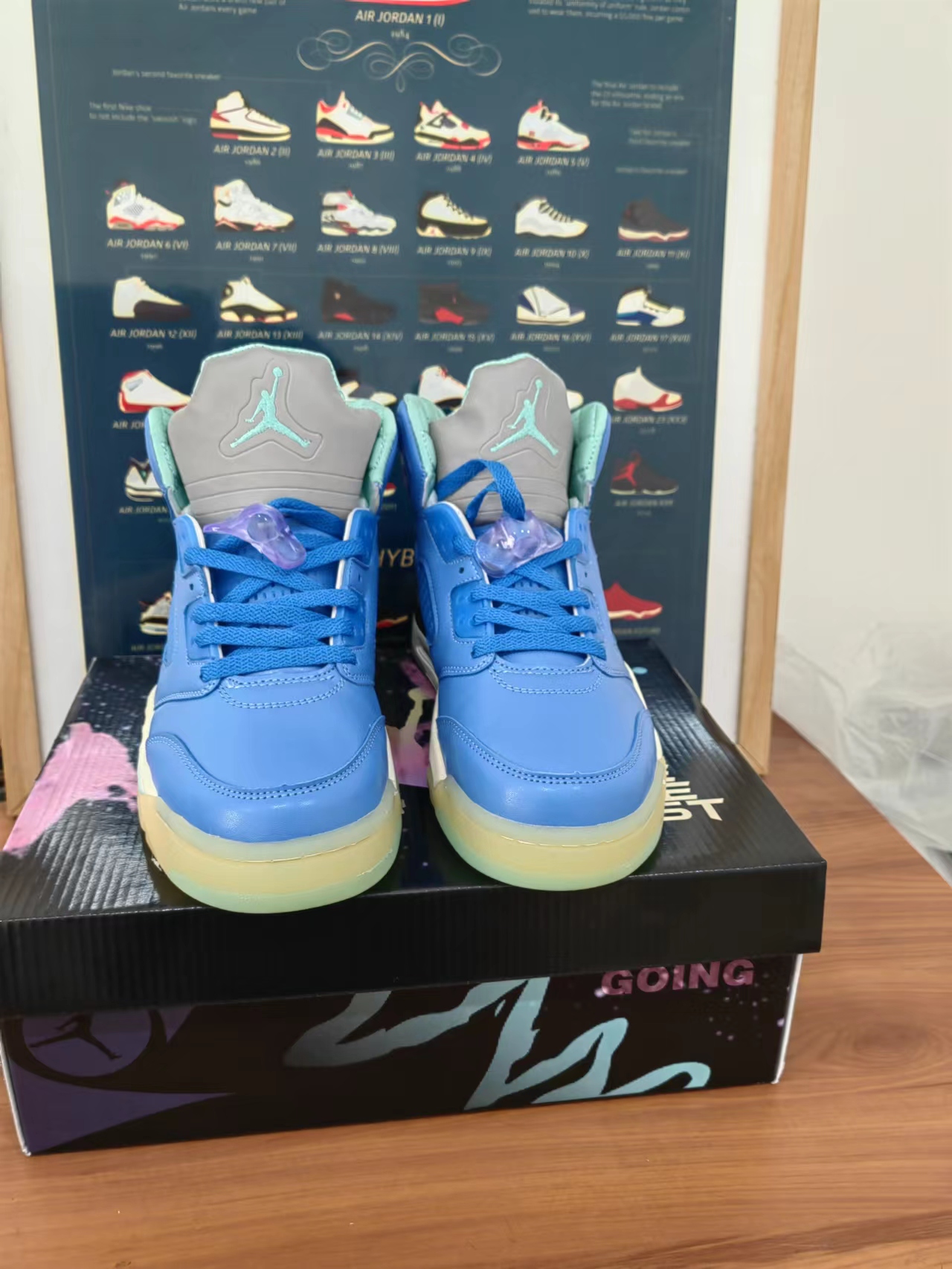 New 2022 Air Jordan 5 Retro Blue White Black Yellow Shoes New 2022 Air Jordan 5 Retro Blue White Black Yellow Shoes